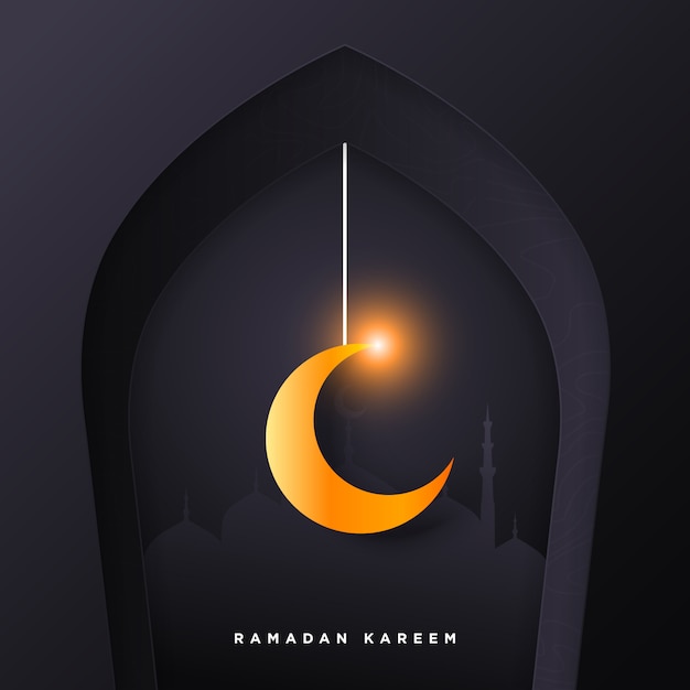 Vector ramadan kareem paper art islamic background