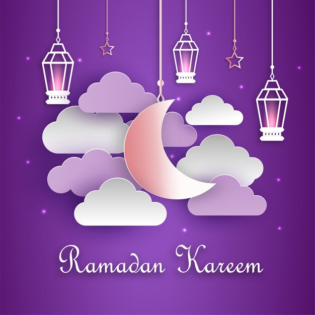 Ramadan kareem in paper cut style.