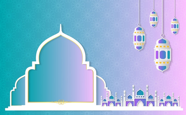 Ramadan kareem paper graphic