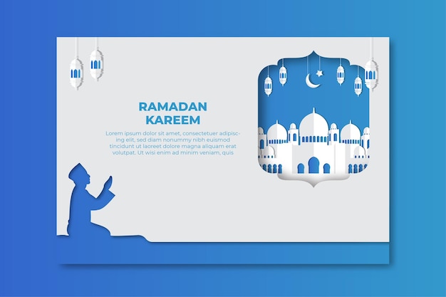 Рамадан карим вырезанный из бумаги баннер