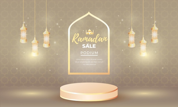 Modello di sfondo del podio del ramadan kareem