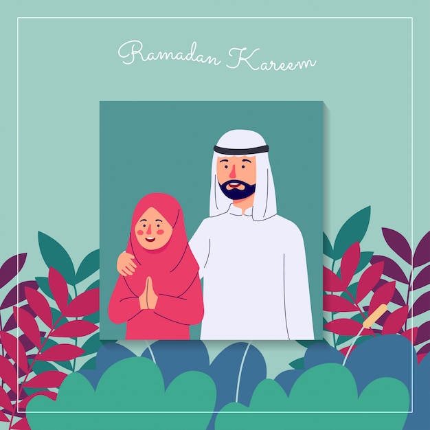 Ramadan kareem portrait of father and daughter