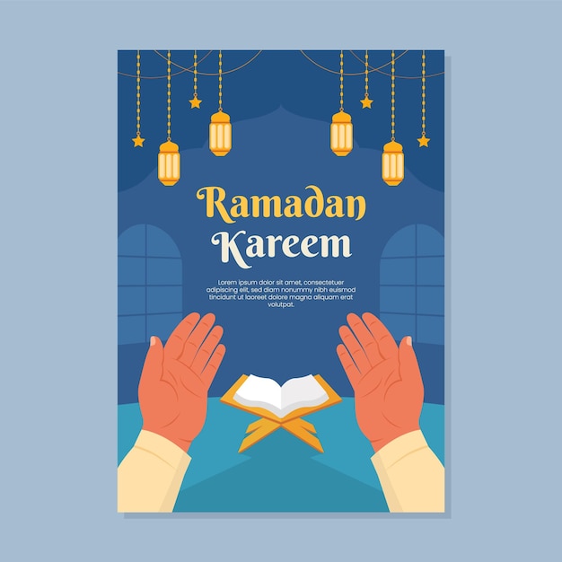 Modello di poster o banner di ramadan kareem