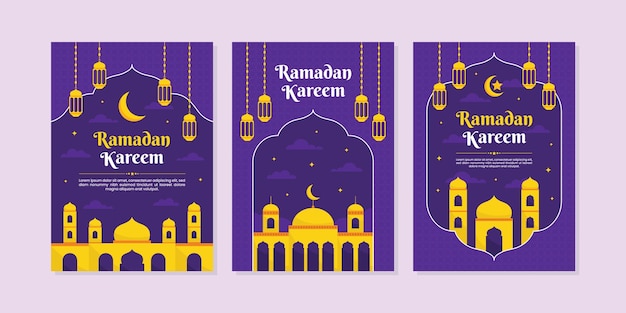 Set di modelli di collezione di poster di ramadan kareem