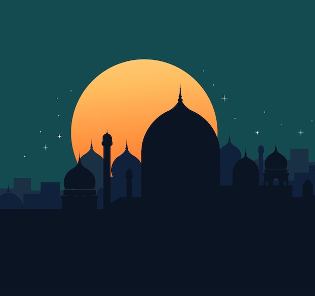 Вектор Фональная векторная иллюстрация мечети молитвы рамадан карим