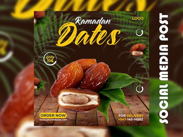 Ramadan kareem date premium frutti post sui social media o modello di banner web