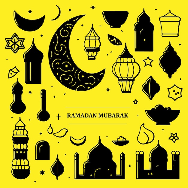 Vector ramadan kareem ramadan mubarak islamitische design icons vector set ramadan symbool icon set