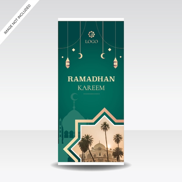 Vector ramadan kareem roll up banner promotion design template