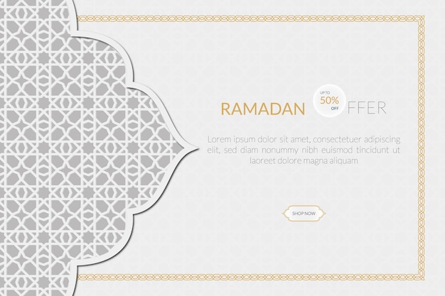 Ramadan Kareem sale banner design template on Islamic background