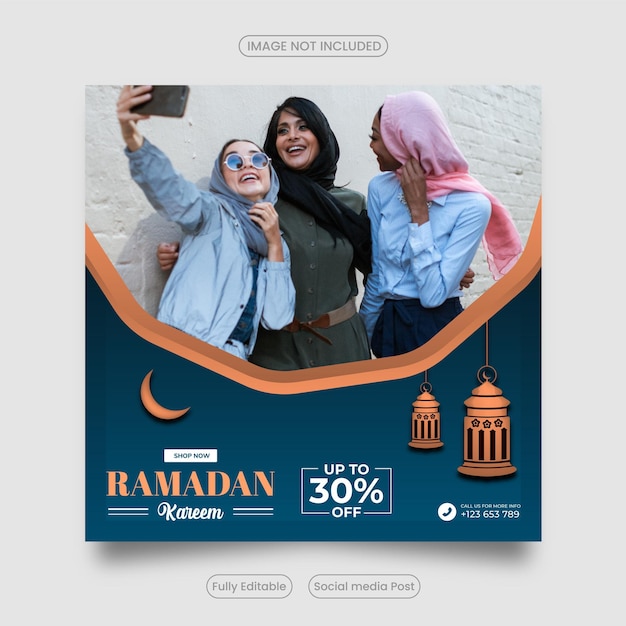 Vettore banner e poster di vendita di ramadan kareem post sui social media di vendita di ramadan