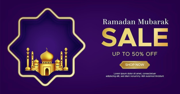 Vettore modello di banner di vendita di ramadan kareem