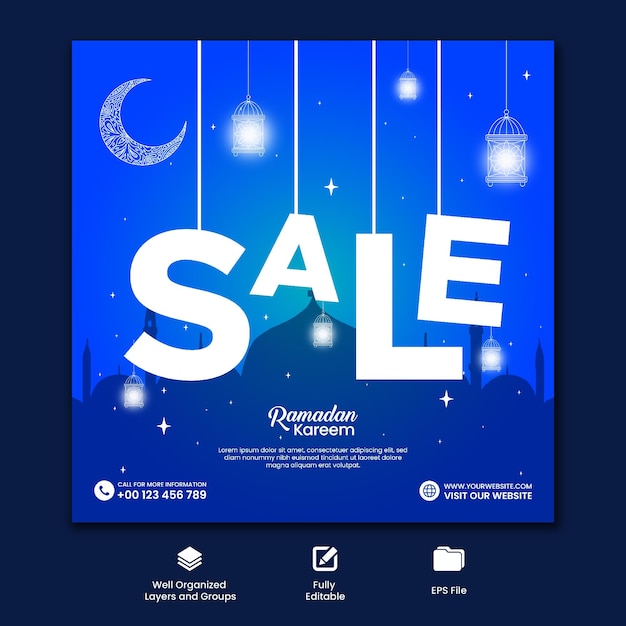 Ramadan kareem sale offerta di progettazione di modelli di post sui social media