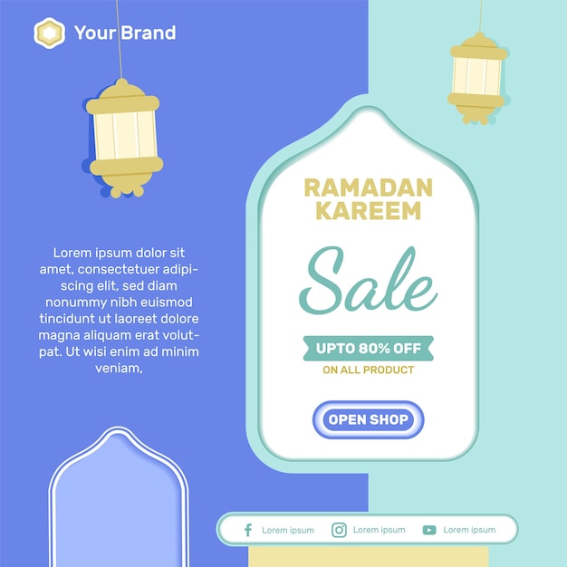 Ramadan kareem sale in paper style