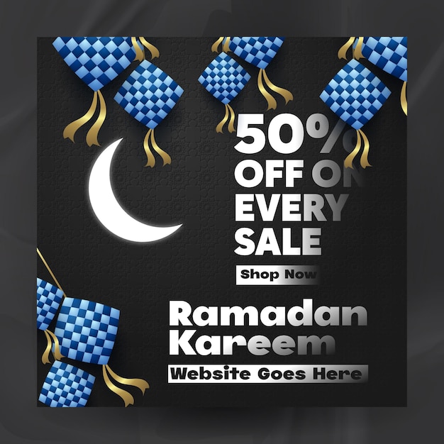 Ramadan kareem sale promotional social media post template illustration