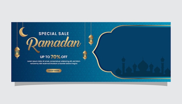 Vector ramadan kareem sale web banner discount islamic event background for promotion