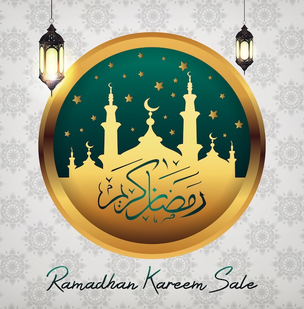 Ramadan kareem sale with mosque