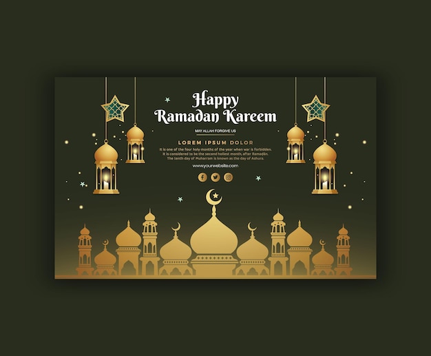 Вектор Дизайн шаблона баннера ramadan kareem для социальных сетей