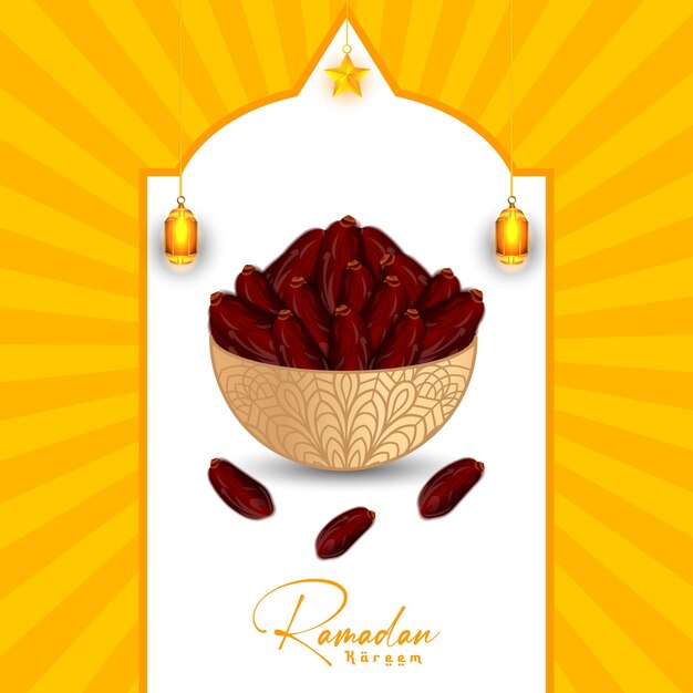 Vector ramadan kareem social media post banner with dates stars lanterns greetings post design template