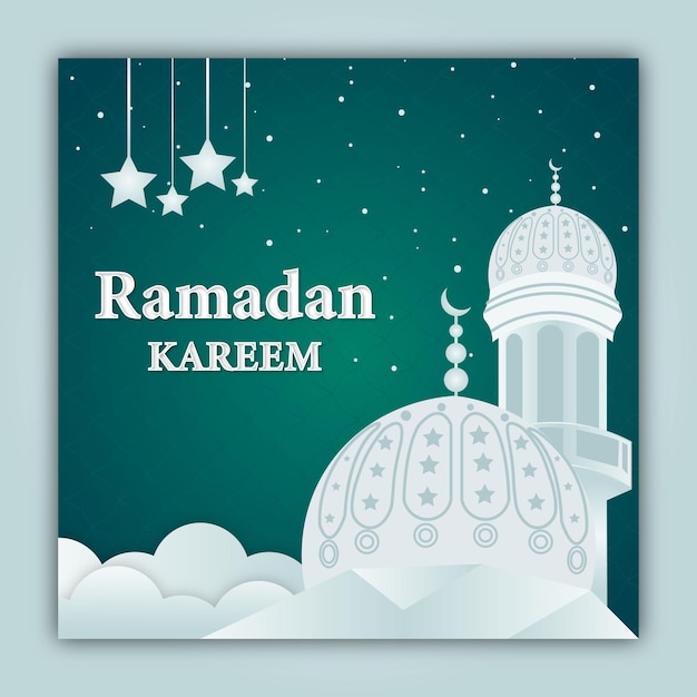 Ramadan Kareem Social media post design with decorative mosque