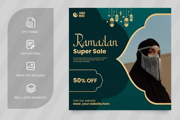 Vector ramadan kareem social media post template design