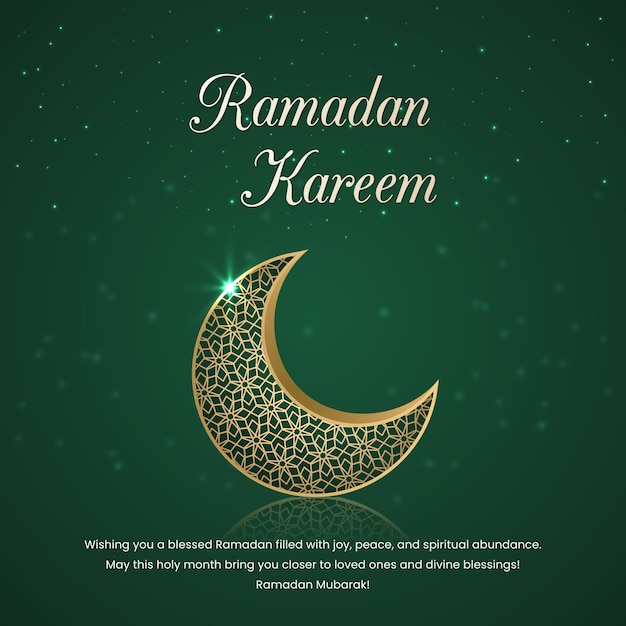 Vector ramadan kareem social media post template with crescent moon and islamic festival card background