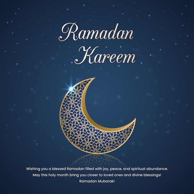 Vector ramadan kareem social media post template with crescent moon and islamic festival card background