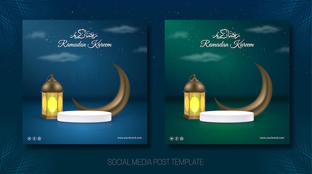 Vettore ramadan kareem modello di post sui social media