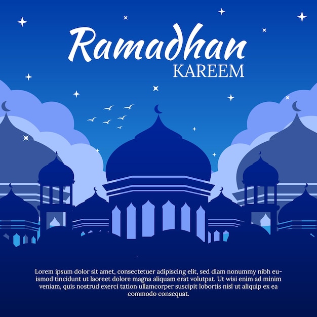 Vettore modello di social media ramadan kareem in colore blu