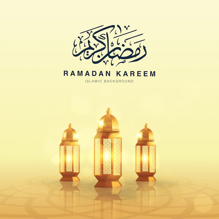 Vector ramadan kareem square background template   decorated with  realistic arabic lantern