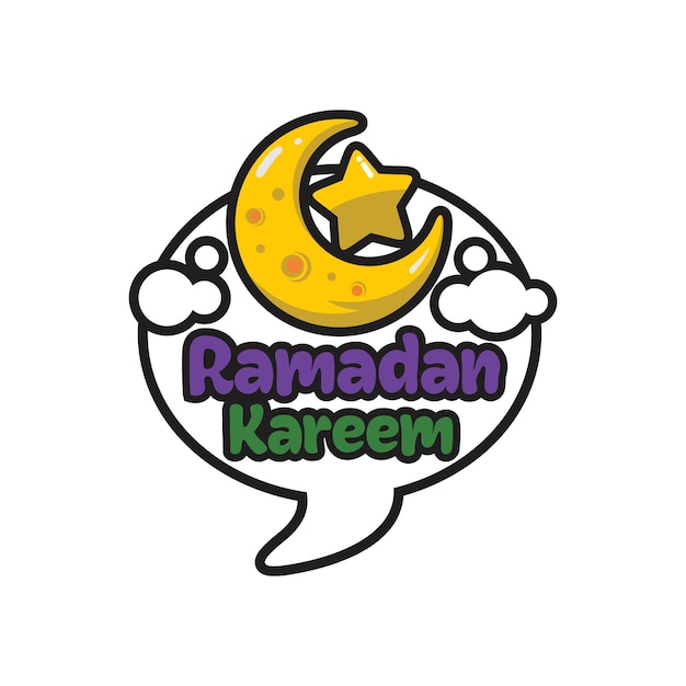 Simbolo del ramadan kareem e vettore di logo del fumetto