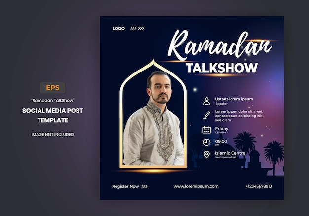 Ramadan kareem talkshow social media post flyer