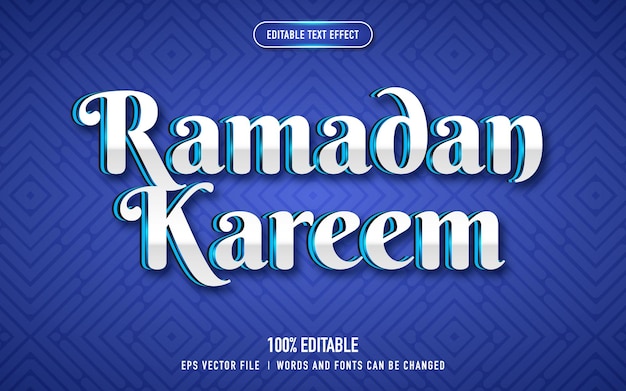Ramadan kareem-teksteffect in blauw 3d