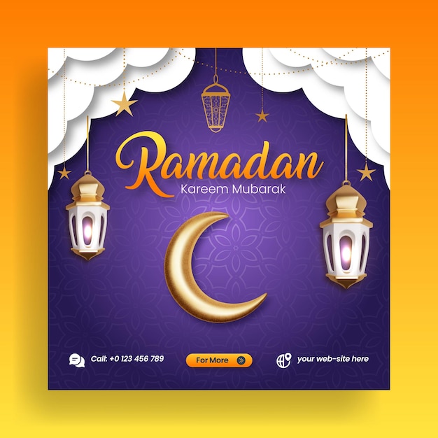 Ramadan kareem traditioneel islamitisch feest religieus social media post banner sjabloon