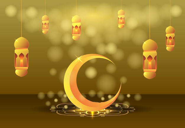 Ramadan kareem vector gouden kleur illustratie eid mubarak eid fitr islam cultuur groet