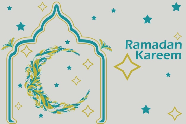 Ramadan Kareem Vector Greeting Card Background