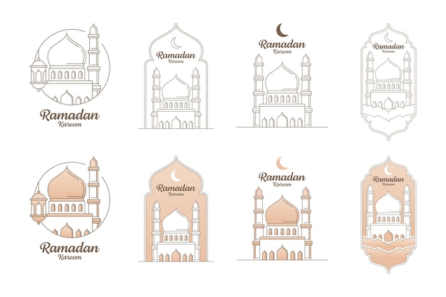 Ramadan kareem vector illustratie monoline of lijn kunststijl design collectie