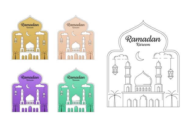 Ramadan kareem vector illustratie monoline of lijn kunststijl design collectie