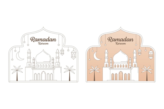 Ramadan kareem vector illustratie monoline of lijn kunststijl