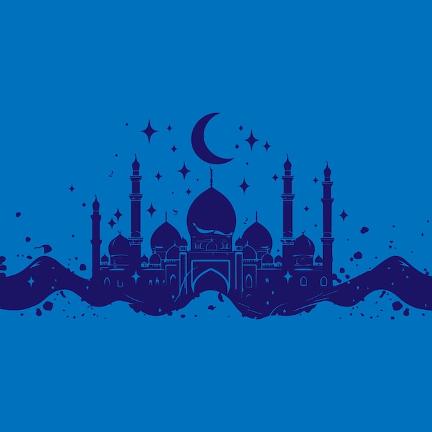 Ramadan kareem vector masjid on a blue background