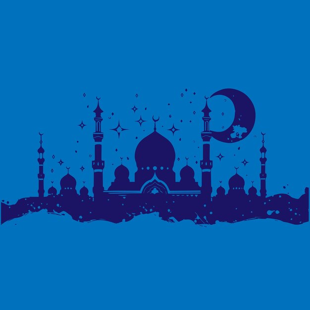 ramadan kareem vector moskee op een blauwe achtergrond