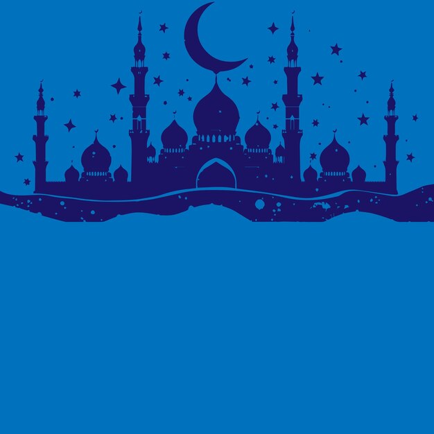 Vector ramadan kareem vector moskee op een blauwe achtergrond