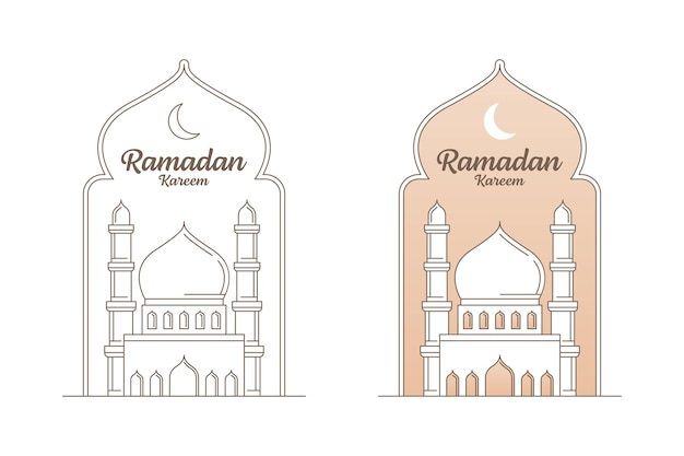 Ramadan kareem vector ontwerp illustratie monoline of lijn kunststijl