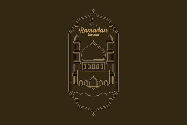 Ramadan kareem vector ontwerp illustratie monoline of lijn kunststijl