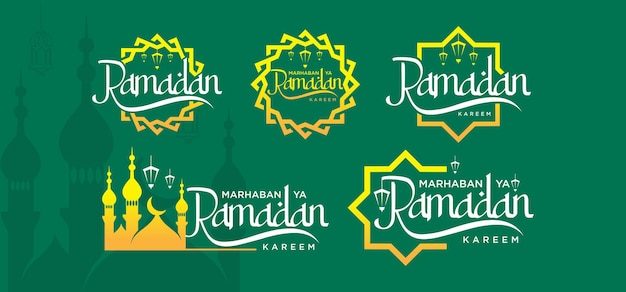 Vector ramadan kareem vector set logo om ramadan heilige maand van moslims sjabloon te verwelkomen