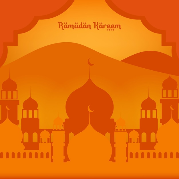 Ramadan kareem vectorillustratie Oranje concept silhouet Premium Achtergrond