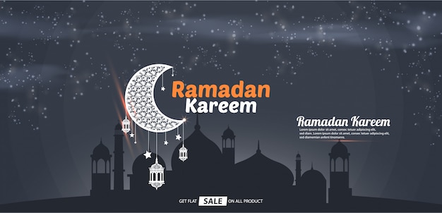 Ramadan kareem verkoop sjabloonontwerp spandoek