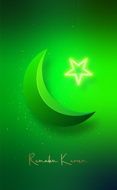 Ramadan Kareem vertical banner with crescent moon