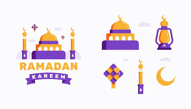 Ramadan Kareem vlakke afbeelding