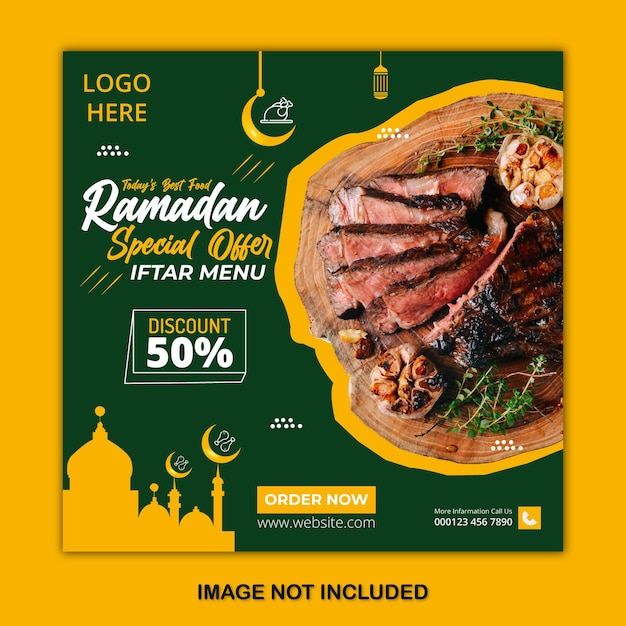 Ramadan Kareem voedselmenu social media post Gratis Vector