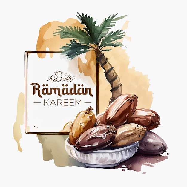 Vector ramadan kareem watercolor paint